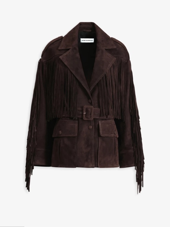 Nour Hammour Jackets & Blazers - Nour Hammour Cassidy Oversized Suede Fringe Jacket